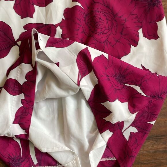Banana Republic Womens Vibrant Flower Print Maroon White Sleeveless Dress Sz 4 - Picture 8 of 9